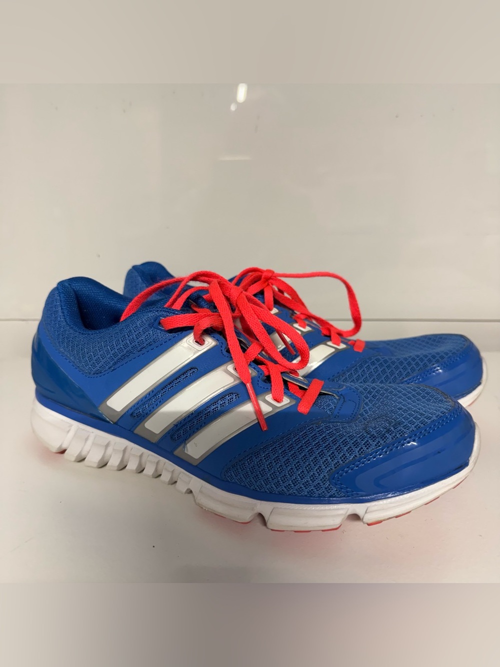 adidas Blue Athletic Sneakers with Bright Pink Laces